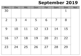 September Kalender 2019 Word Printable Calendar Template Calendar Template September