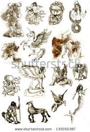Greek Mythology Creatures And Monsters Of Mystical Creatures Isolated On White According Greek Mythology Tattoos Mythological Creatures Greek Mythology Art