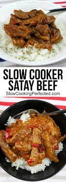 Mouthwatering Good Slow Cooker Satay Beef Recipe Slow Cooker Recipes Slow Cooked Meals Slow Cooker Beef