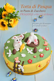 Torta Di Pasqua Decorata In Pasta Di Zucchero Con Coniglietti Colombe Farfalle E Fiorellini Una Torta Semplice Con Torta Di Pasqua Torte Pasta Di Zucchero
