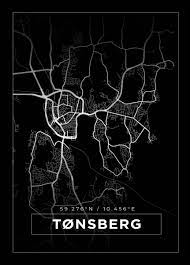 Quality hotel tønsberg as adresse: Kart Tonsberg Svart Plakat Bga Fotobutikk