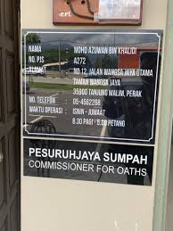 Pesuruhjaya sumpah di bandar manjalara, kuala lumpur. Pesuruhjaya Sumpah