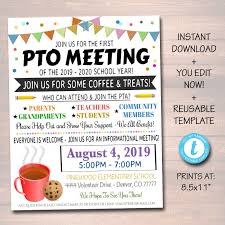 Pto Pta Meeting Event Flyer Editable Template Pta Meeting School Fundraisers School Fundraising Events