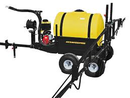 Armed with a 2.0 gpm pump, it can easily be attached to a garden tractor, atv or utv thanks to the durable steel frame with two pneumatic tires. Pull Behind Sprayers Built For Atvs Utility Vehicles Commercial Grade