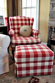 Black And White Buffalo Plaid Chair And Ottoman Northern Nesting Eye Candy Galore Living Room Red Red Decor Furniture