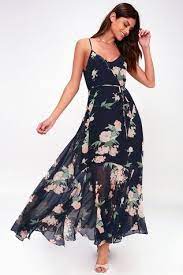 Feeling Freesia Navy Blue Floral Print Maxi Dress Floral Blue Dress Navy Blue Floral Dress Floral Print Maxi Dress