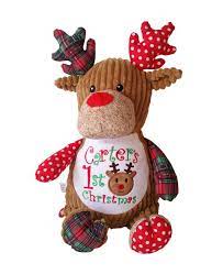 Personalized Deer Plaid Reindeer Custom Child Keepsake Toy Plush Gift Custom Children Keepsakes Personalized Stuffed Animals Baby Stuffed Animals
