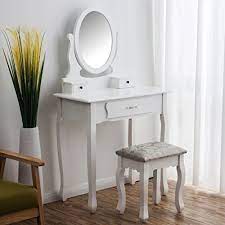 Dressing Table With Mirror Chair Stool Chic Antique Makeup Table Dresser White Bedroom Furniture For Sale Farmhouse Table Chairs Makeup Dresser
