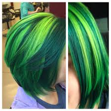 Pravana Neon Blue And Neon Yellow Mixed Together To Make The Lime Green Pravana Green For The Dark Green I Love It Green Hair Colors Green Hair Bright Hair