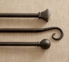 Adjustable single curtain rod with decorative round finials in black. Cast Iron Black Curtain Rod Wall Bracket Curtain Rods Black Curtain Rods Cast Iron