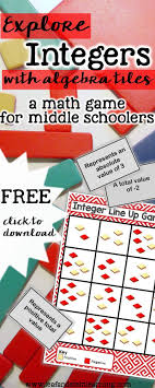 Free Integer Center Algebra Tiles Game Middle School Math Integers Math Games Middle School Middle School Math