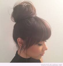 Top Bun And Bangs Hair Styles Long Hair Styles Beautiful Hair