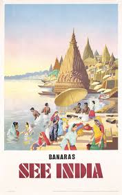 Beautiful Original 1950s India Travel Poster Banaras Retro Travel Poster India Poster Vintage Travel Posters