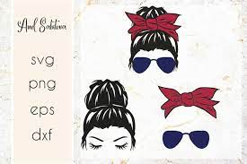 Download Messy Bun Svg Girl With Messy Bun And Sunglasses Svg Layered 1248064 Cut Files Design Bundles