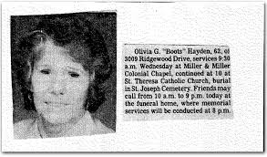 Olivia G Garrett Hayden (1927-1989)