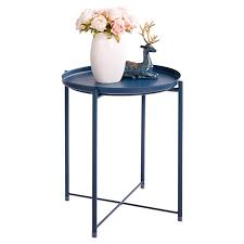 Amazon Com Hollyhome Tray Metal End Table Sofa Table Small Round Side Tables Anti Rust And Waterpro Metal End Tables Small Round Side Table Round Side Table