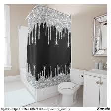 Black And Cream Shower Curtain Spark Drips Glitter Effect Black Silver Gray Shower Curtain Zazzle Com In 2020 Gray Shower Curtains Pink Shower Curtains Silver Shower Curtain