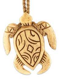 Hand Carved Bone Stylized Sea Turtle Necklace With Maori Koru Bone Carving Sea Turtle Necklace Wood Jewelery