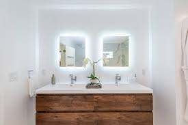 Bathroom double sink vanity with small make up area in its central part. Bathroom Trends For 2020 25 Ideas And Inspirations For The New Year