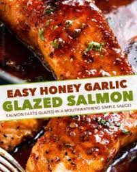 Honey Garlic Glazed Salmon 20 Min Recipe The Chunky Chef Honey Salmon Recipes Honey Glazed Salmon Recipe Salmon Recipes