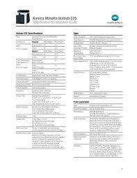 For assistance, please contact support. Bizhub C25 Specification Installation Guide Braden Business