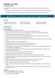 Revisit the skills list and try to include examples that apply to one or more skill sets. Finance Manager Resume Sample 2021 Writing Tips Resumekraft