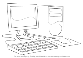 Learn How To Draw A Computer (Computers) Step By Step : Drawing Tutorials