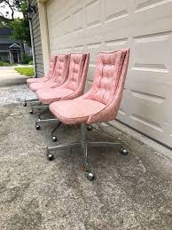 4 Mid Century Pink Rolling Dining Kitchen Chairs Vintage Possibly Chromcraft Chair Mid Mod Chairs Kitchen Chairs