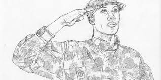 How To Draw An Army Man Saluting Army Men Drawings Guy Drawing