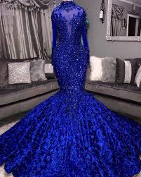 A fit and flare covered in cheerful daisies from maison jules, only at macy's, makes running errands a bit more fun. Royal Blue 3d Floral Mermaid Prom Dresses Black Girls High Neck Long Sleeves African Plus Size Evening Formal Dress Court Train Prom Dresses Aliexpress