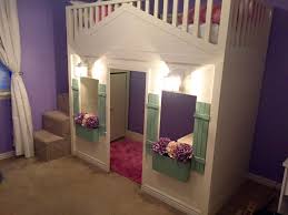 It is supported on metal framing and the powder coated check out this white loft bed with stairs. Ana White Cottage Loft Bed Playhouse Stairs Lights House Plans 97246