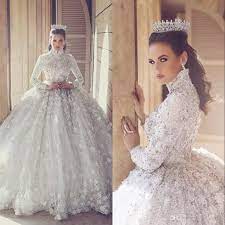 Said Mhamad 2020 Wedding Dresses Arabic Dubai Bride Robes Ball Gown Long Sleeve High Neck Vintage Lace Beaded Bridal Dress Robe De Mariage From Beautyday 281 Wedding Dresses Lace Ballgown Dubai