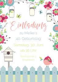 Romantische Einladungskarte Zum Geburtstag Mit Blumen Lampions Und Vogel Geburtstagseinladungen Einladungen Einladung Sommerfest