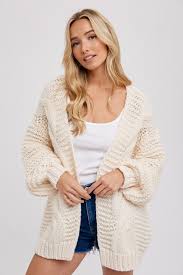 Cream Chunky Knit Maternity Cardigan Medium/Large