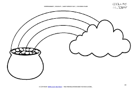 Rainbow with a pot of gold coloring page. St Patrick S Day Coloring Page 89 Pot Of Gold Rainbow Cloud