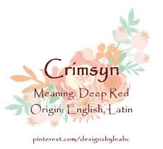 Baby Girl Name Crimsyn Meaning Deep Red Origin English Latin Www Pinterest Com Designsbyleah Hipster Baby Names Names With Meaning Baby Girl Names