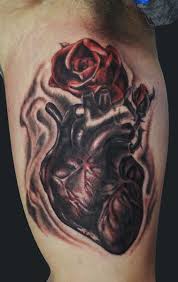 Realistic heart with flowers tattoo. Human Heart Rose Tattoo By Jamie Lee Parker Tattoonow
