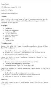 entry level software engineer resume