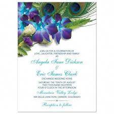 Blue Dendrobium Orchid Peacock Feather Wedding Invitation Feather Wedding Invitation Orchid Wedding Invitations Blue Dendrobium Orchids