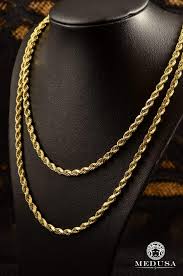 Chaîne pour homme en or massif 18 carats avec fermoir mousqueton pour un maximum de sécurité. Chaine En Or 10k 4mm Torsade Diamond Cut Chaine Bijoux Medusa