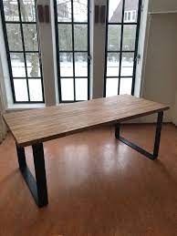 eiken staal eettafel hergebruikt hout hergebruikt eettafel