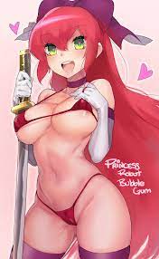 bare shoulders belly collarbone green eyes happy heart-shaped  pupils heart eyes holding weapon katana leaning leaning to the side long  hair naso4 nylons open mouth pink hair princess robot