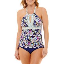 Liz Claiborne High Neck Tankini Swimsuit Top Size S M Xl