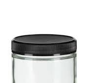 Straight Sided Glass Jar with Black Plastic Lid, 9 oz ...