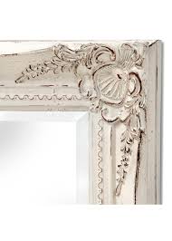 Antique white oval ornate mirror distressed cream detailed. 16306 B French Style Antique White Wall Mirror Interior Flair