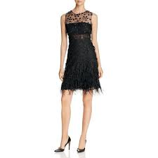 Elie Tahari Anabelle Feather Lace Dress 965 Liked On Polyvore Featuring Dresses Black Fl Floral Print Cocktail Dresses Feather Cocktail Dress Lace Dress