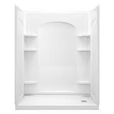 Sterling Ensemble White Wall Vikrell Floor 4 Piece Alcove Shower Kit Common 32 In X 60 In Actual 72 5 In X 32 I With Images Alcove Shower Kits Shower Kits Shower Stall