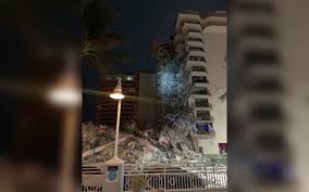 Two days after the collapse of a seaside florida building, authorities said they would help a view shows the partially collapsed residential building in surfside, near miami beach, florida, u.s. P9imcoqnuit09m