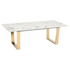 Modern Faux Marble And Stainless Steel 47 Rectangular Coffee Table Stone Gold Zm Home Coffee Table Steel Frame Coffee Table Rectangular Coffee Table