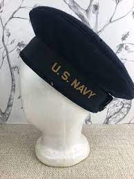 Vintage Sailors Hat Us Navy Cap Navy Blue Cracker Jack Cap Etsy Vintage Sailor Sailor Hat Navy Cap